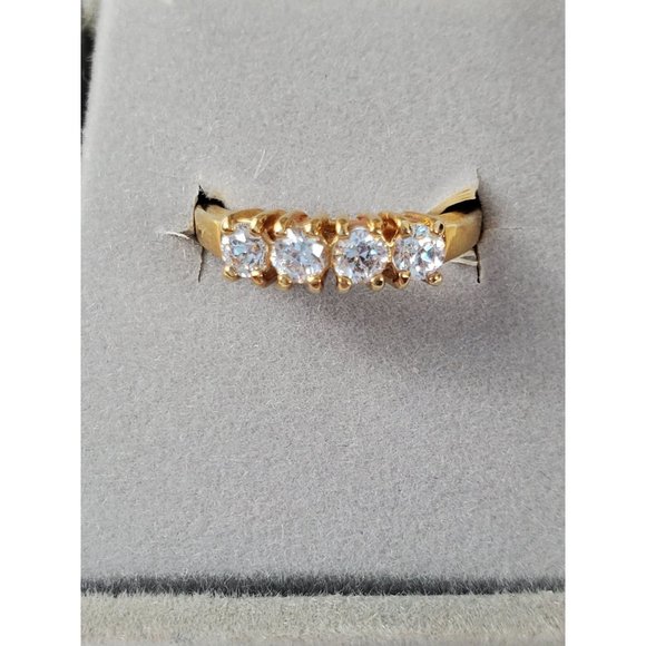 🛍️ 3/$25 Vintage Gold-tone 4 Cubic Zirconia Stones Signed Korea Size 5.5 - Picture 1 of 6